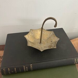 Vintage Brass Umbrella Stand Trinket Ring Catch all Dish